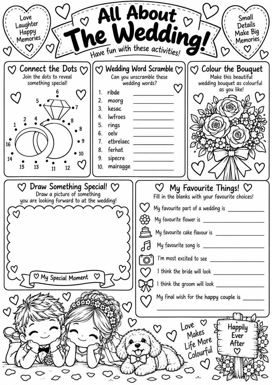 Kids wedding activity pack