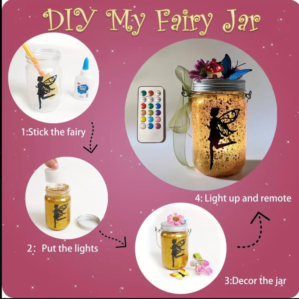 Creative DIY Fairy Lantern Craft Kit, Remote Control Mason Jar Fairy Light, Handmade