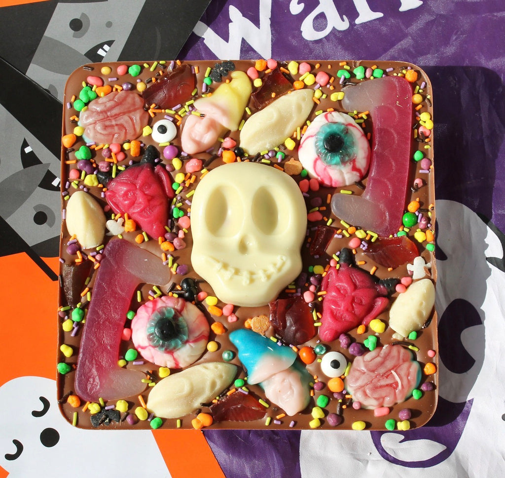 Extra Large Halloween Chocolate Slab: Belgian Milk Chocolate with Toppings