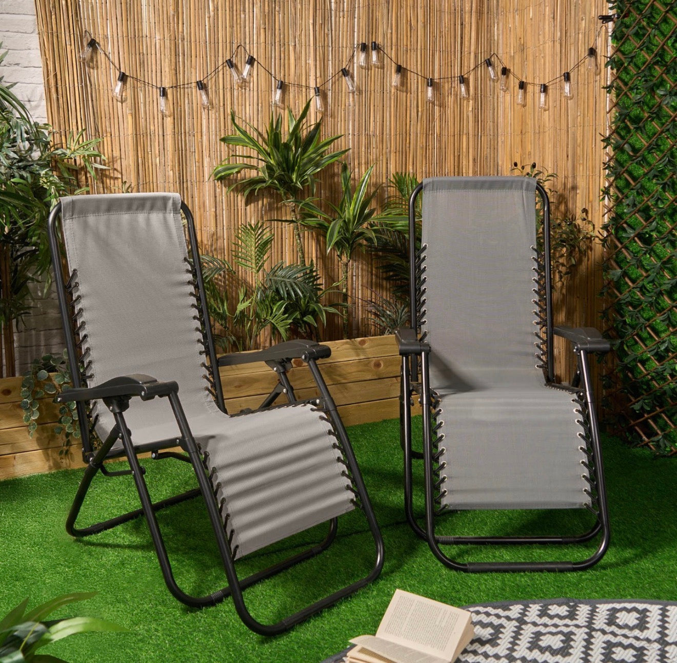 2 Pack Zero Gravity Sun Lounging Garden Chairs