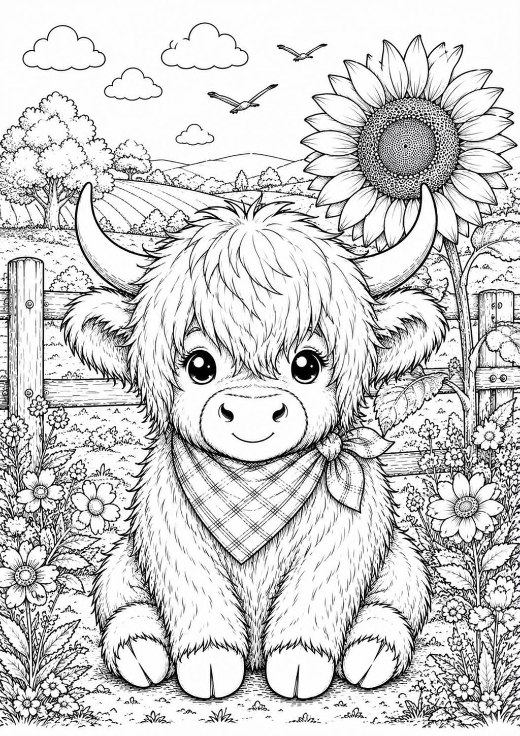 Highland cow colouring book