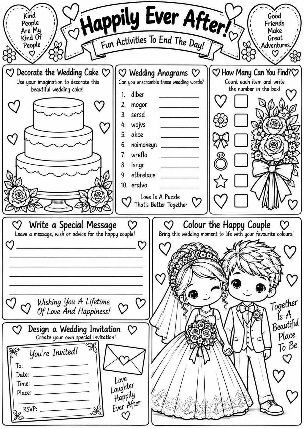 Kids wedding activity pack