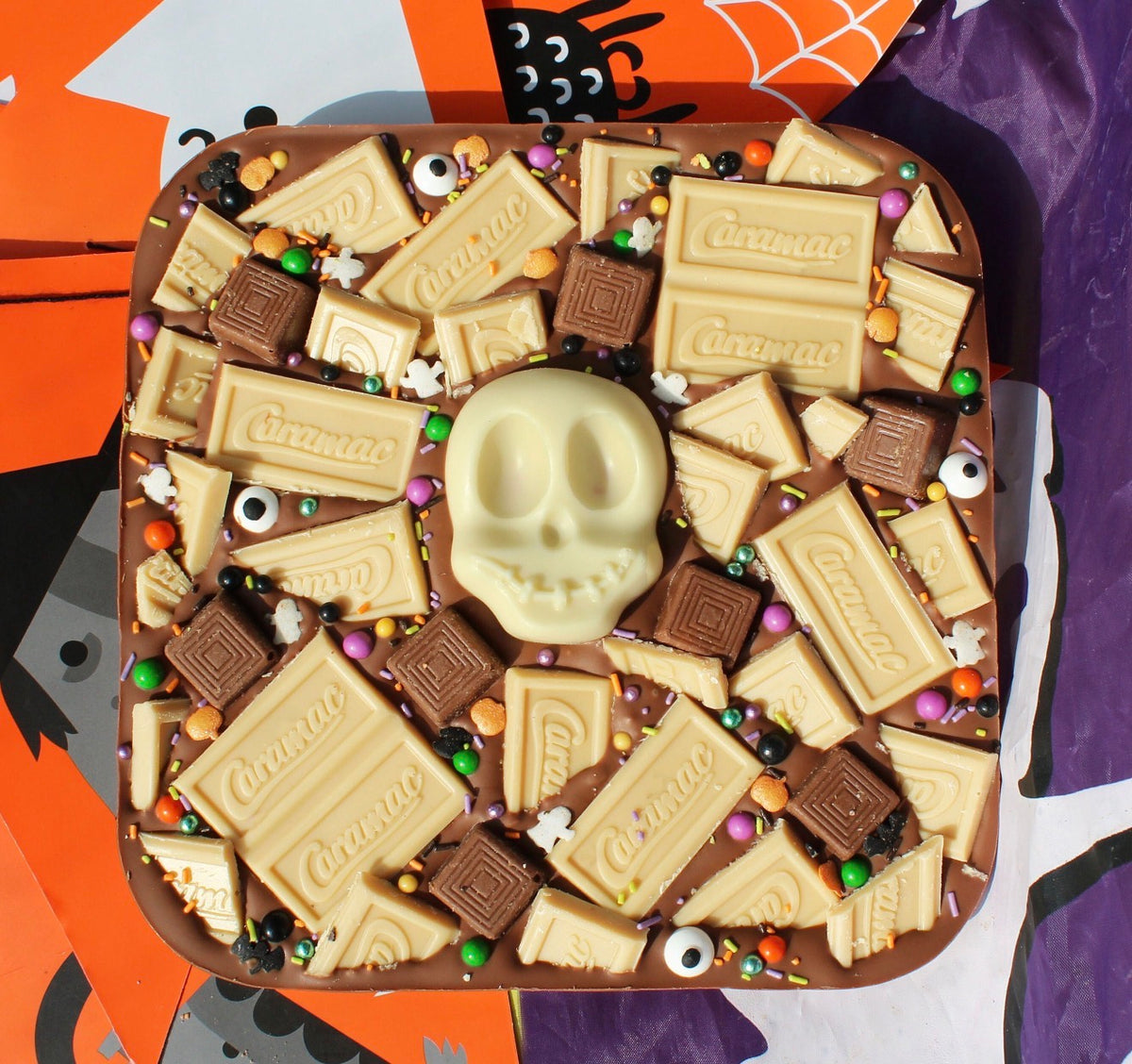 Extra Large Halloween Chocolate Slab: Belgian Milk Chocolate with Toppings