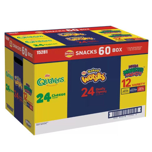 Walkers Crisps Box Of 60, Quavers, Wotsits, Monster Munch