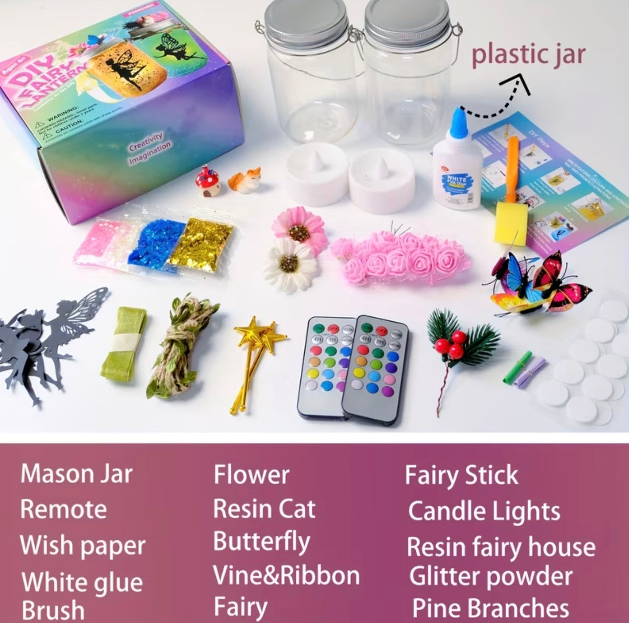 Creative DIY Fairy Lantern Craft Kit, Remote Control Mason Jar Fairy Light, Handmade