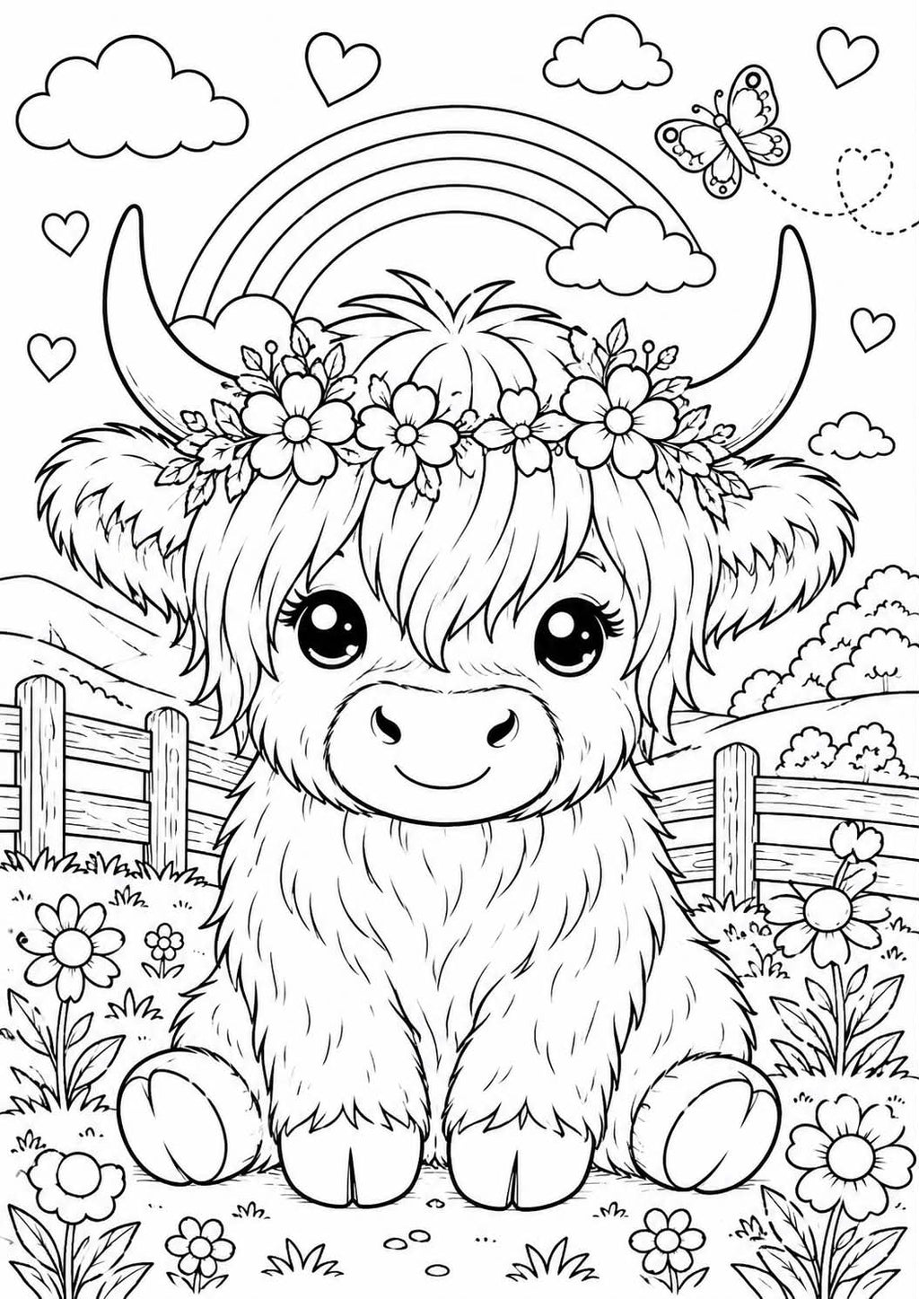Highland cow colouring book