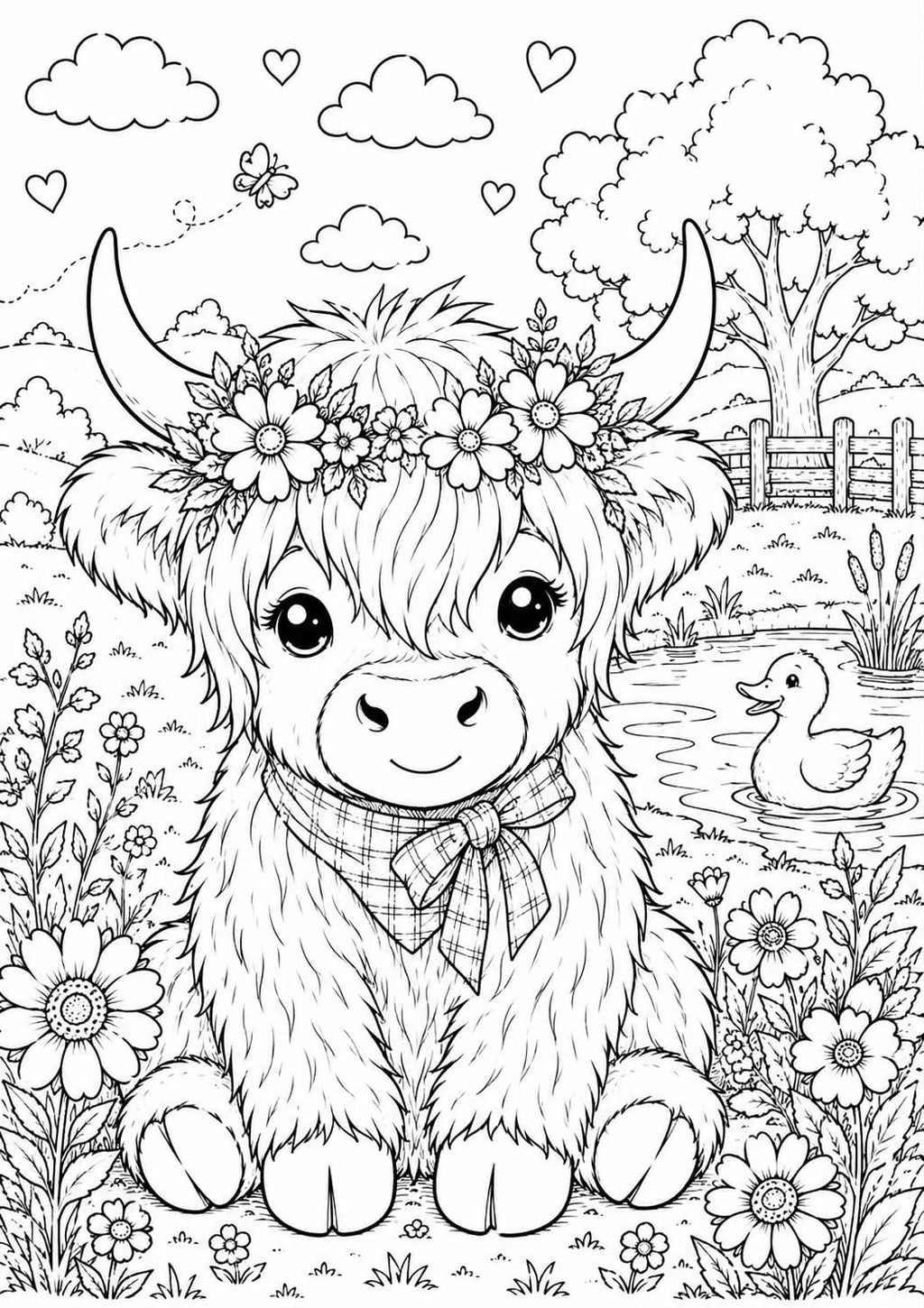 Highland cow colouring book