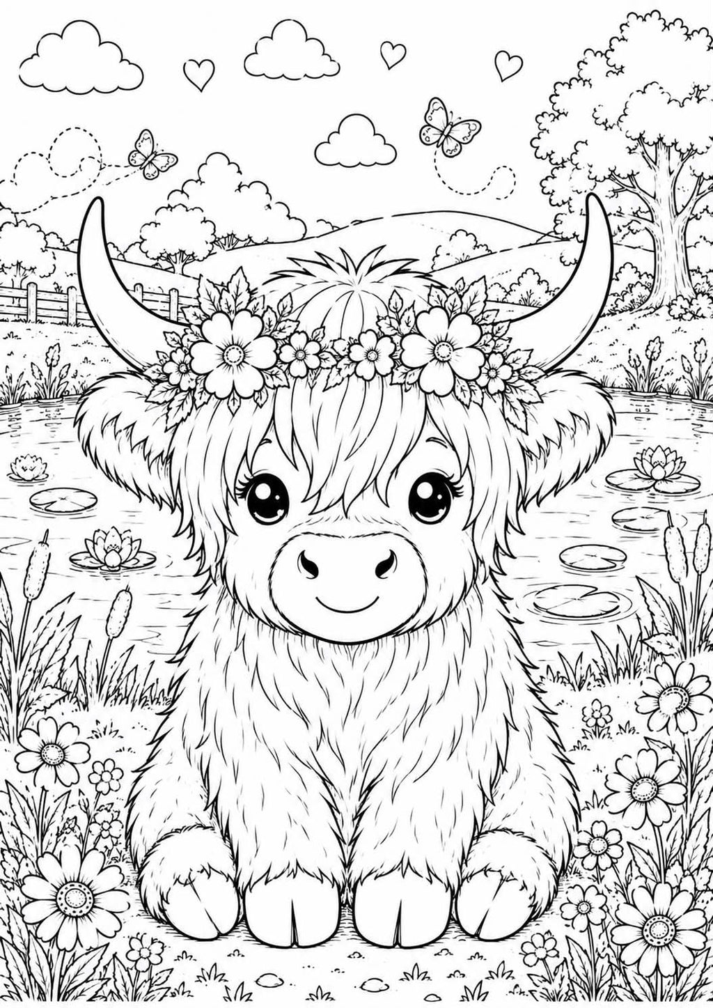 Highland cow colouring book