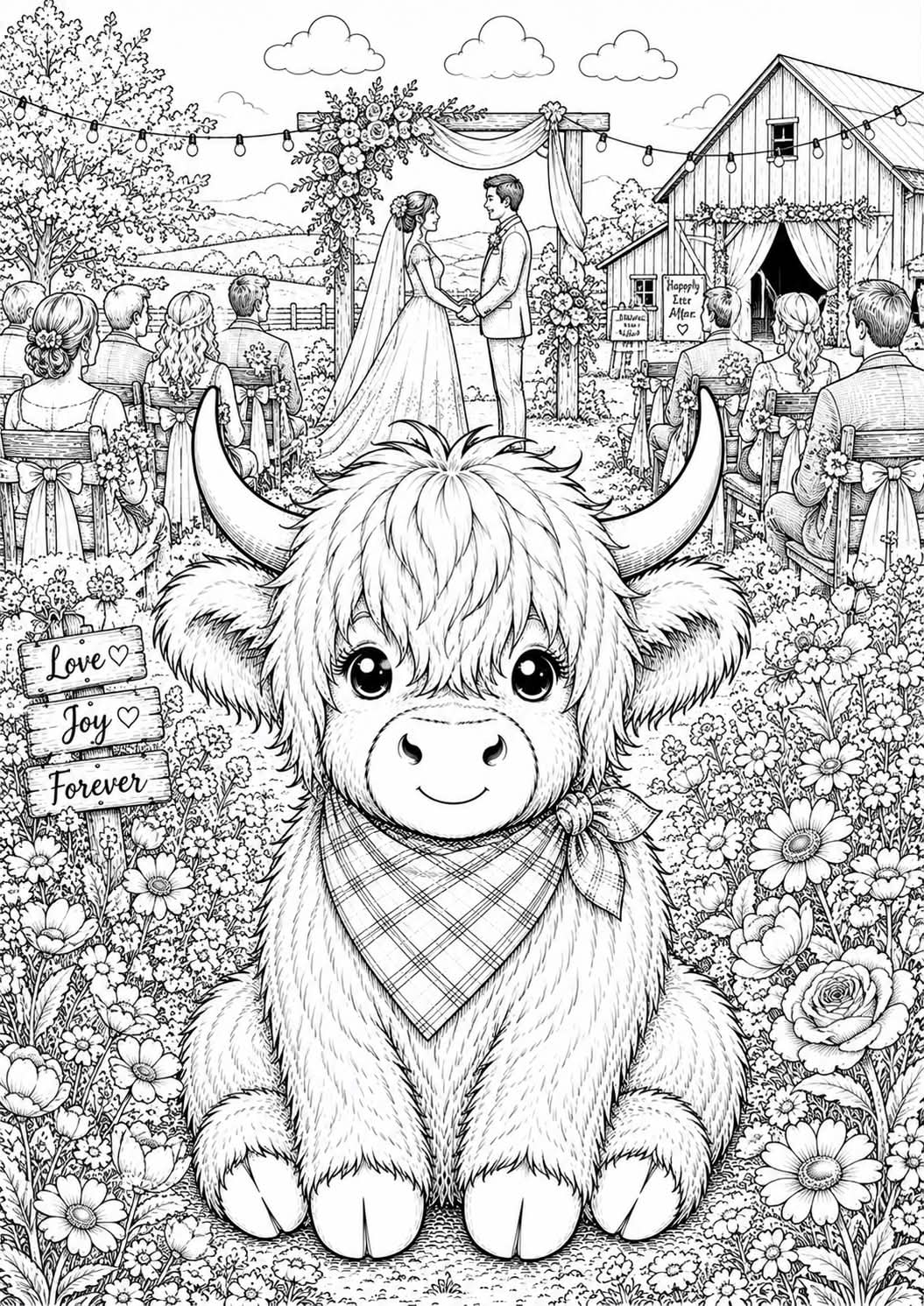 Highland cow colouring book
