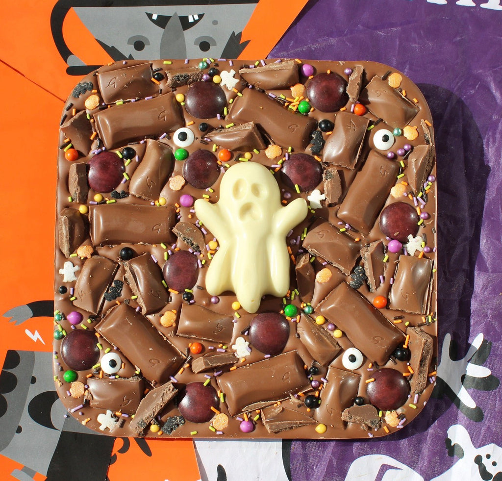 Extra Large Halloween Chocolate Slab: Belgian Milk Chocolate with Toppings
