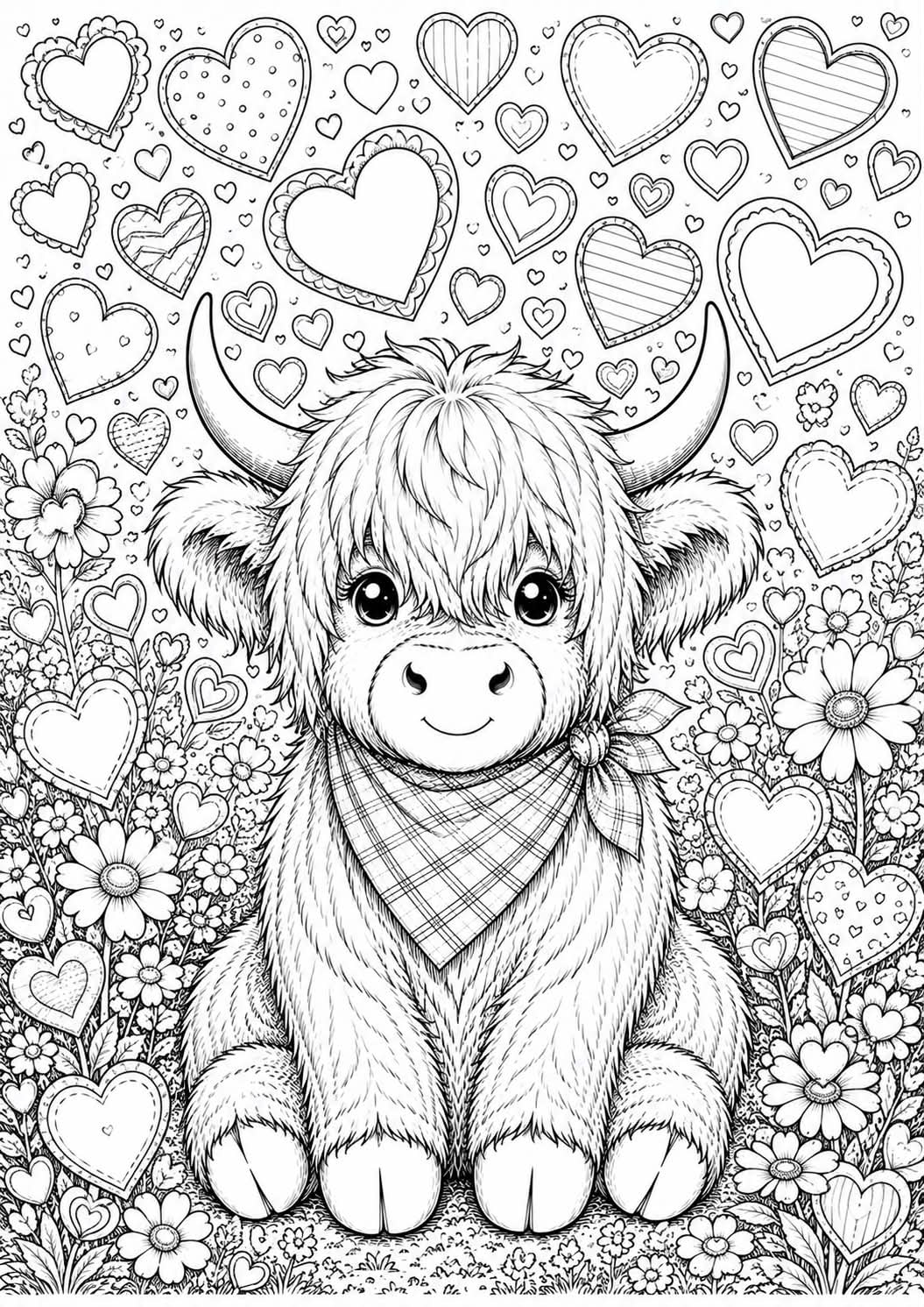 Highland cow colouring book