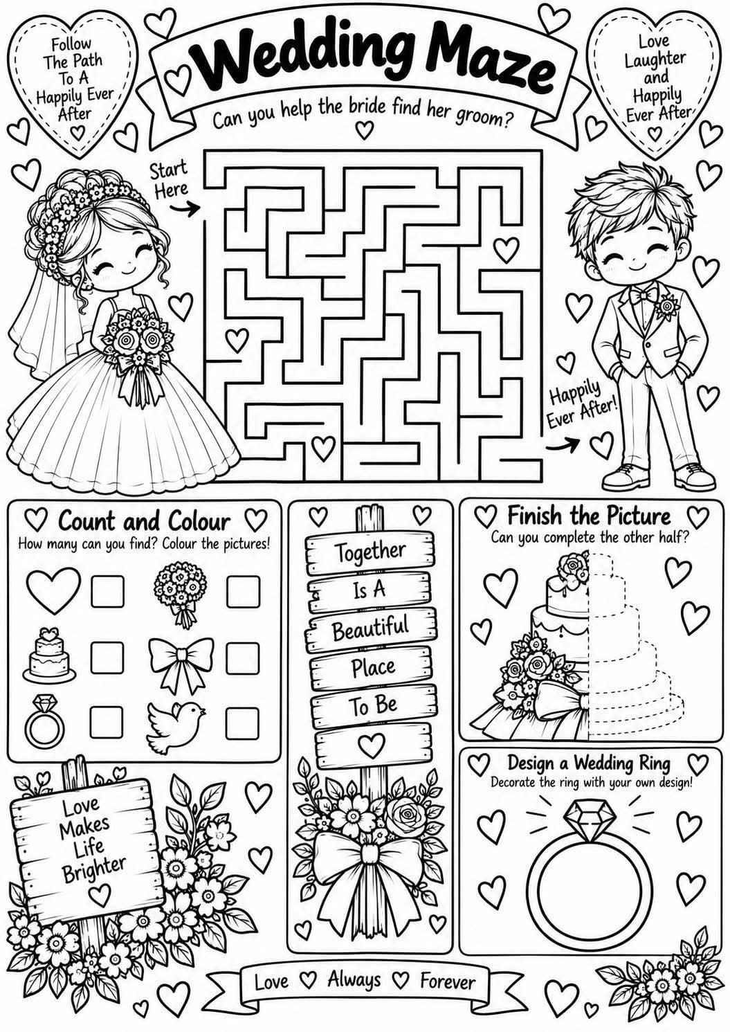 Kids wedding activity pack
