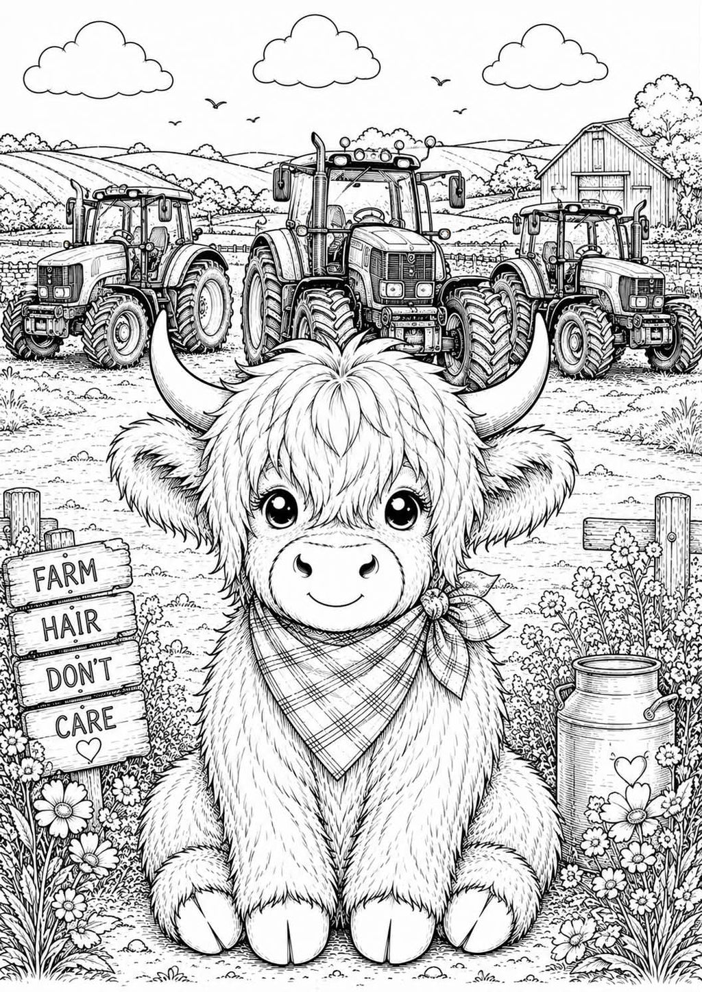 Highland cow colouring book
