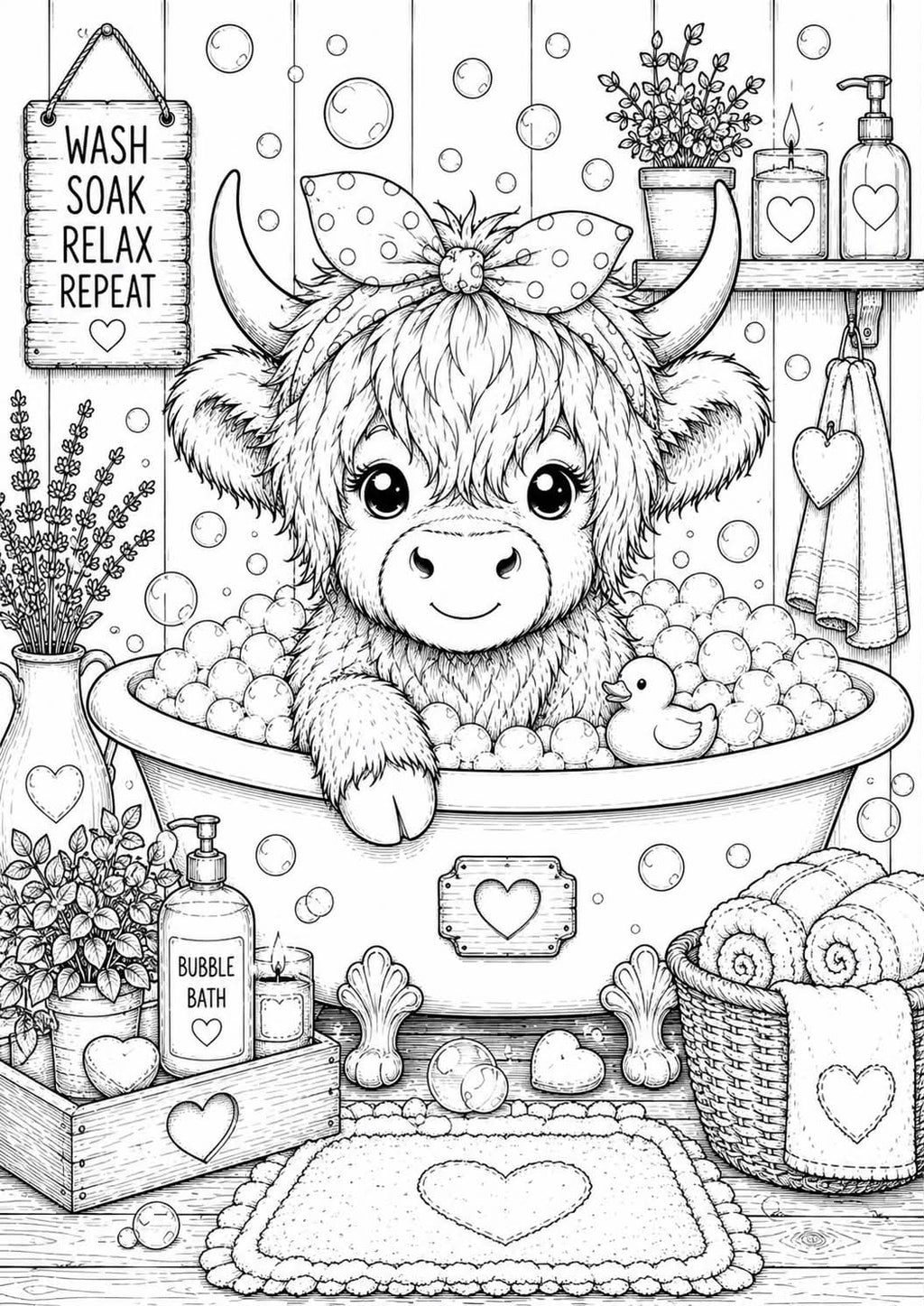 Highland cow colouring book