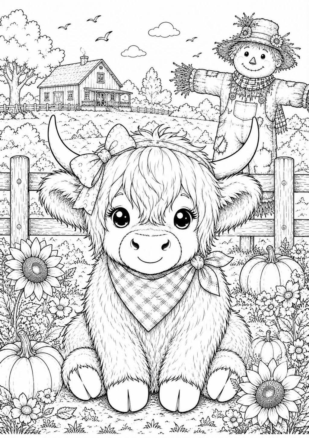 Highland cow colouring book
