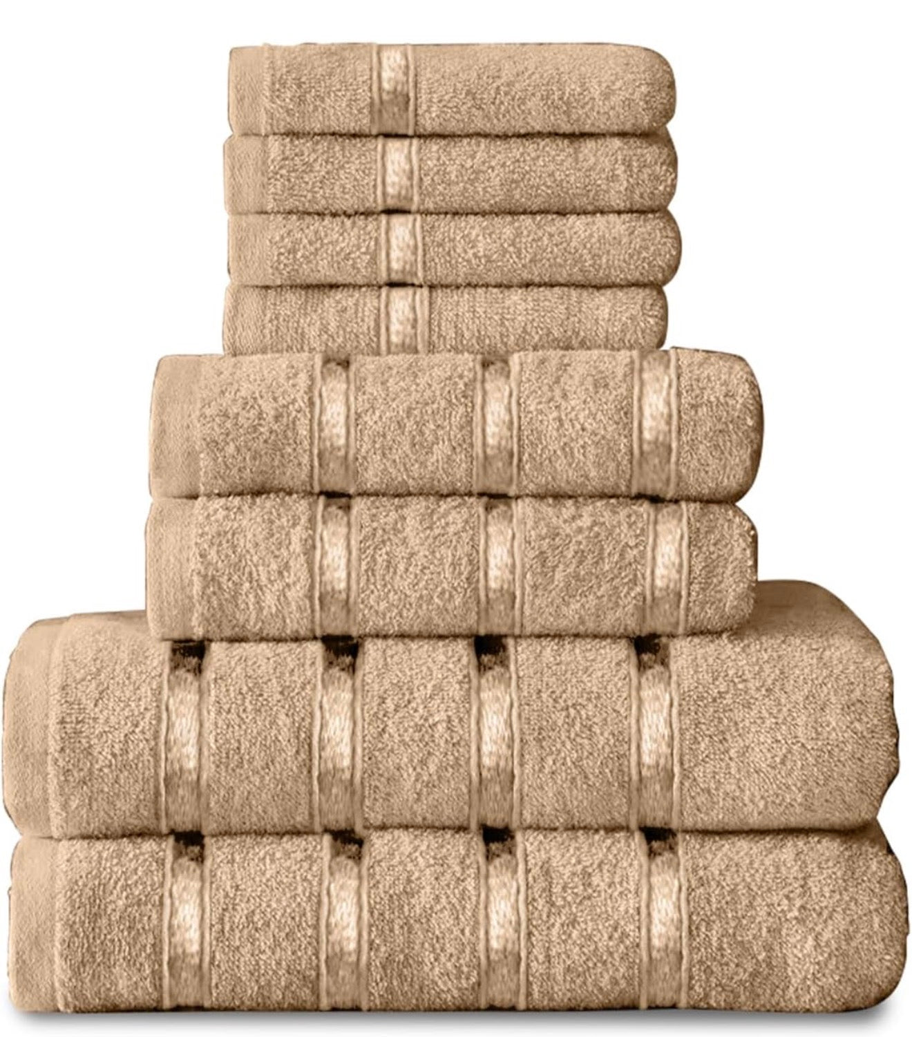 8 Piece Egyptian Cotton Towels - Quick Dry Highly Absorbent Bathroom Towel Bale - (4 Face Towel + 2 Hand Towel + 2 Bath Towel)