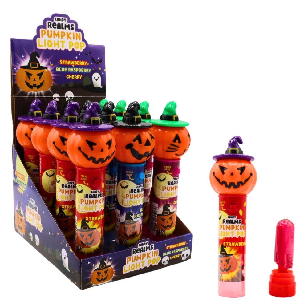 Candy Realms Halloween Pumpkin Light Pop - 12 x 11g Packs