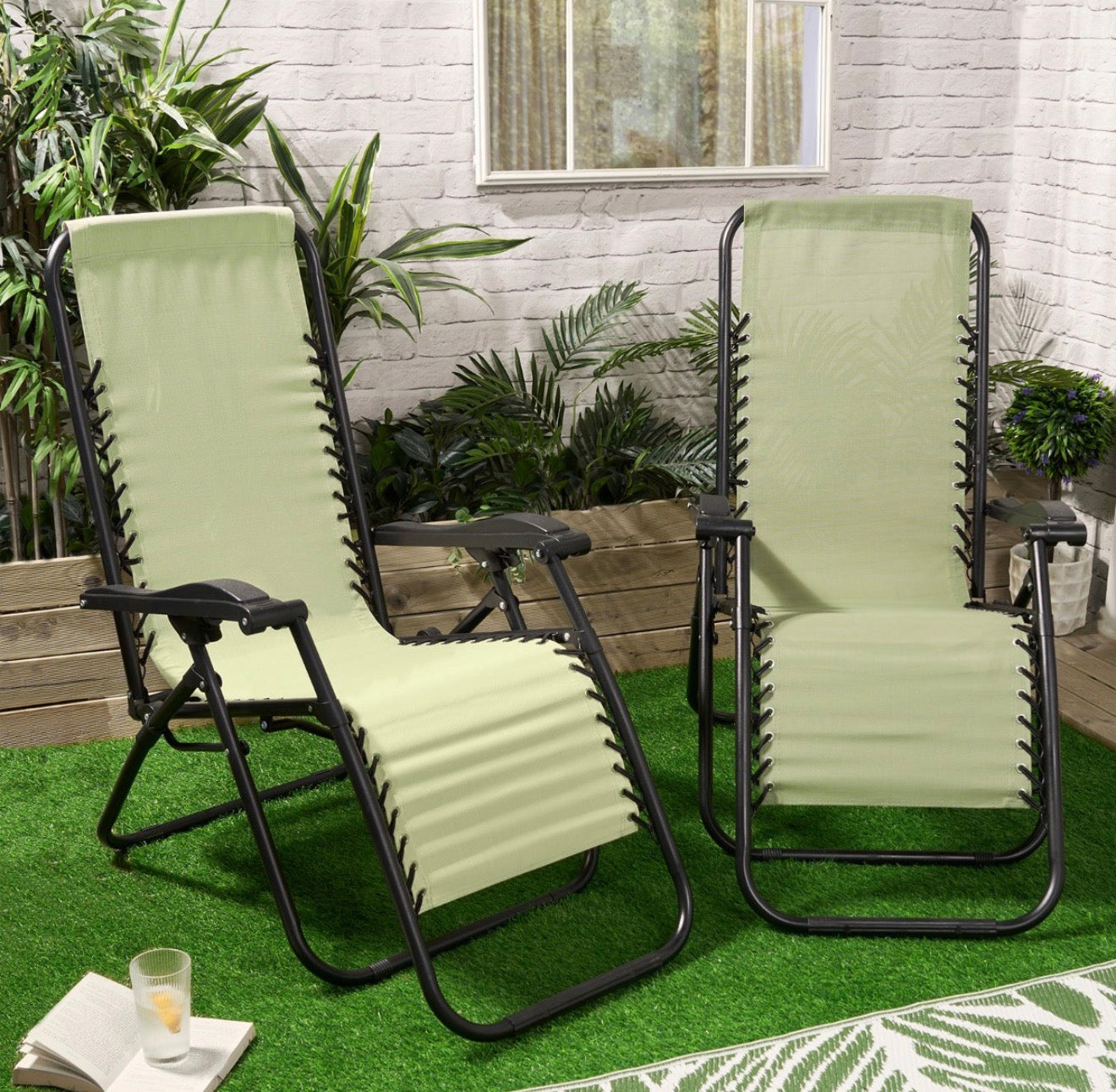 2 Pack Zero Gravity Sun Lounging Garden Chairs