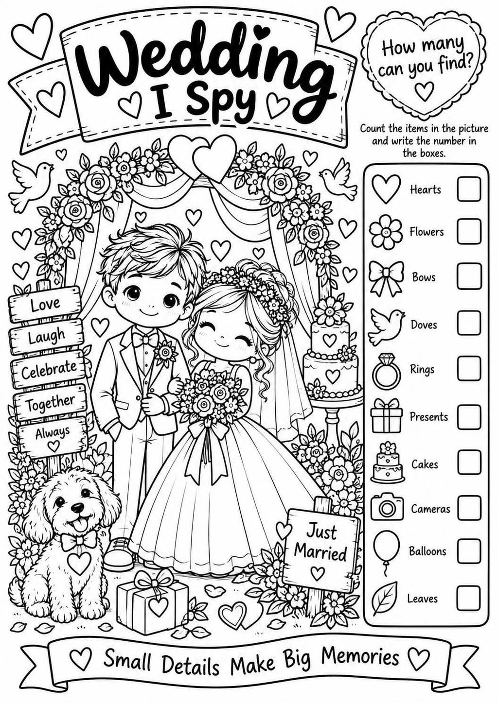 Kids wedding activity pack