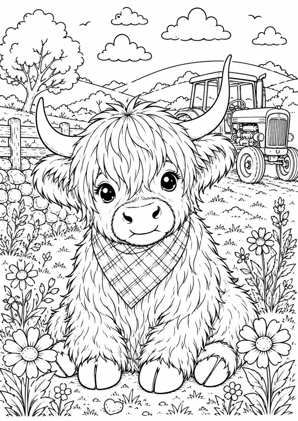 Highland cow colouring book