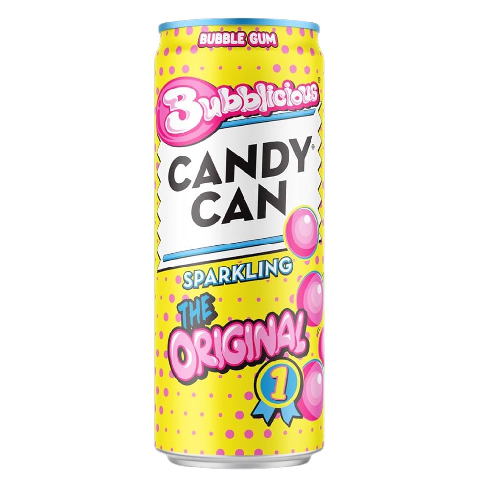 Candy Can Bubblicious Bubble Gum Sparkling Drink - 12 x 330ml Cans