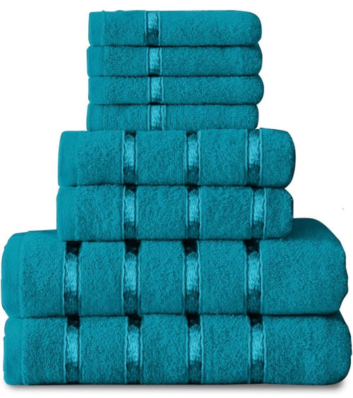 8 Piece Egyptian Cotton Towels - Quick Dry Highly Absorbent Bathroom Towel Bale - (4 Face Towel + 2 Hand Towel + 2 Bath Towel)