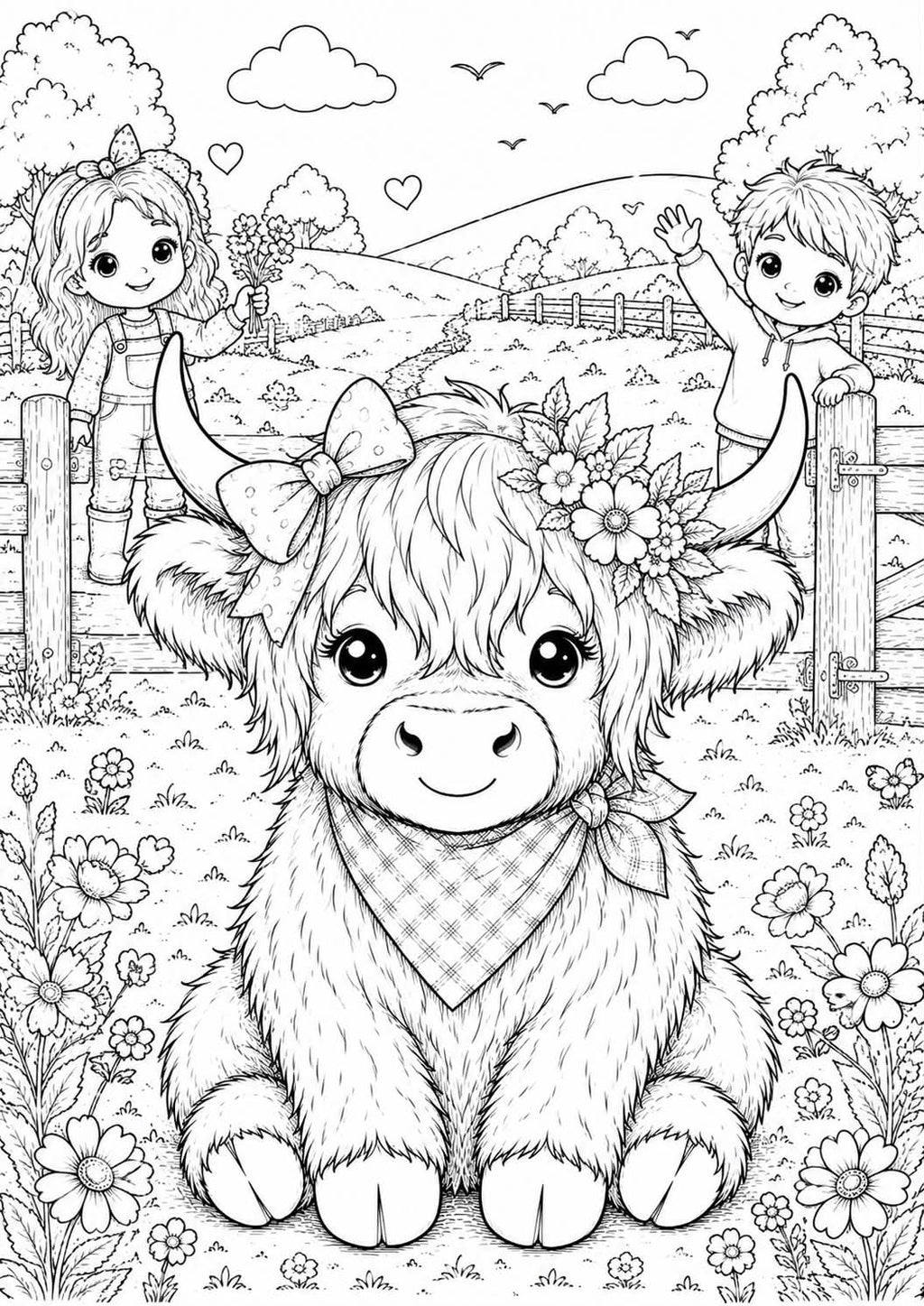 Highland cow colouring book