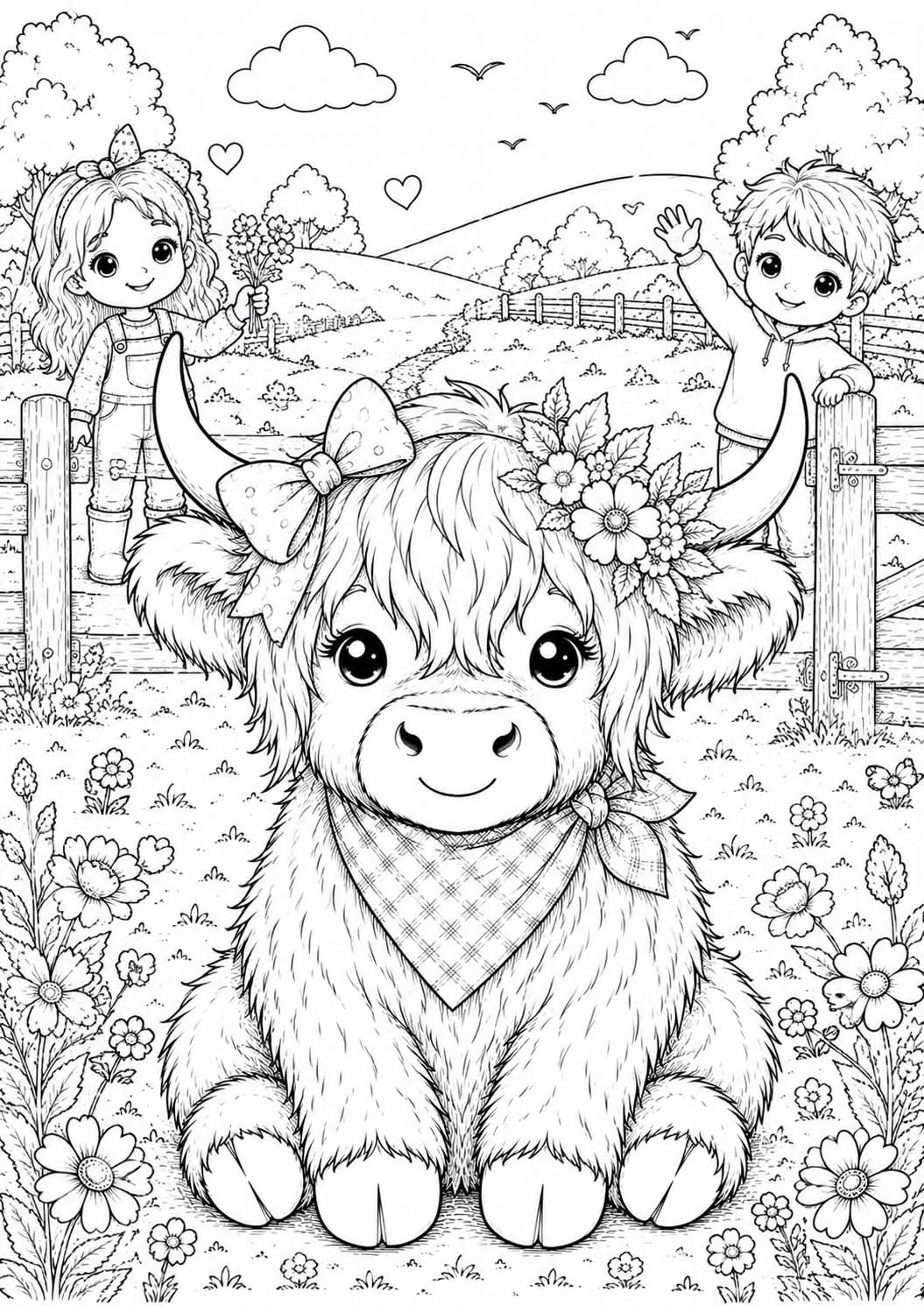 Highland cow colouring book