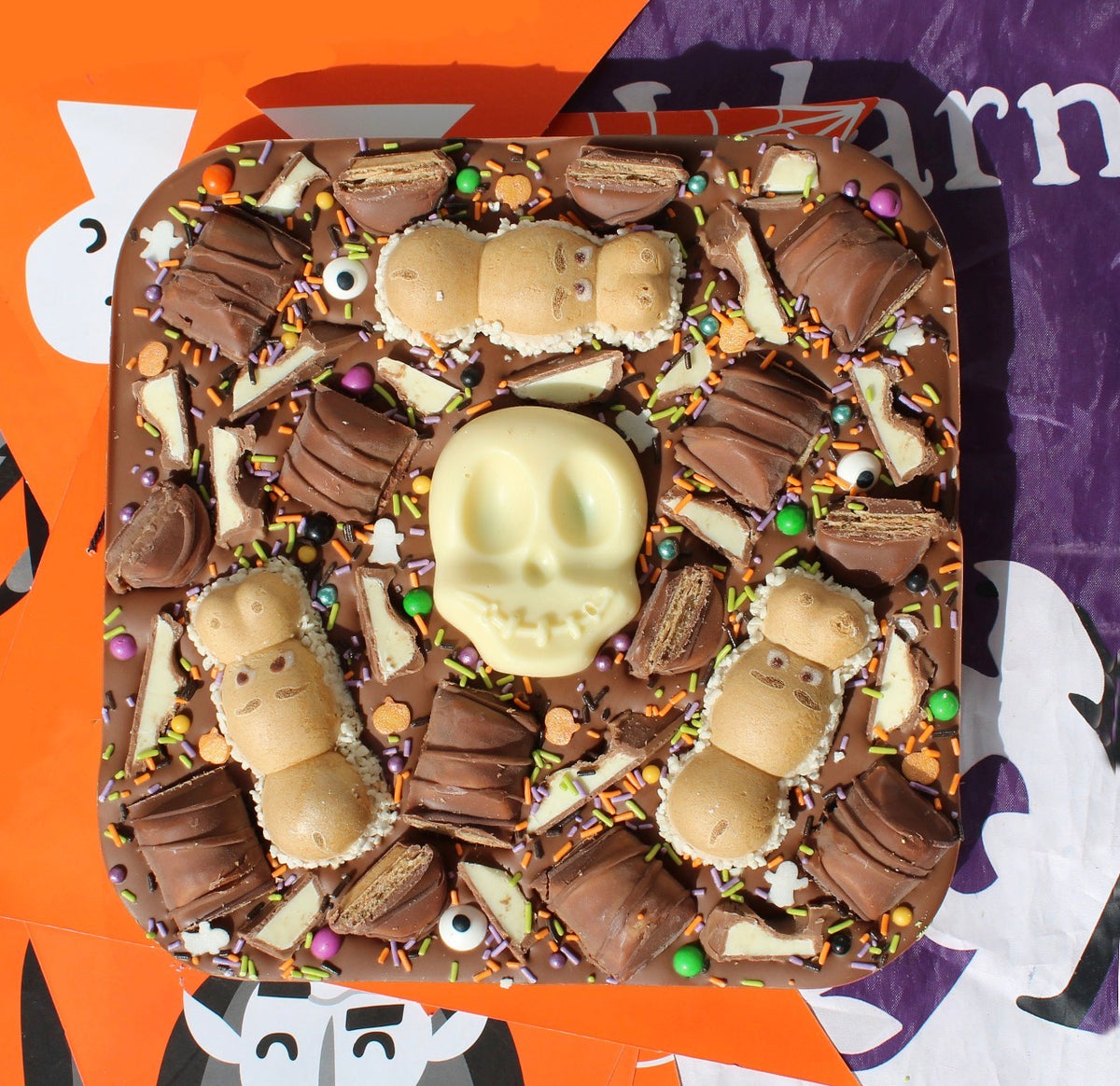 Extra Large Halloween Chocolate Slab: Belgian Milk Chocolate with Toppings