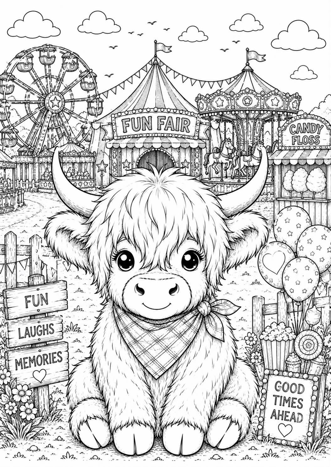 Highland cow colouring book