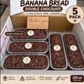 5 Pack Double Chocolate Banana Bread Mini Loaves, 200ml Each, Moist Handmade Chocolate Cakes with Chocolate Shavings, Gift Box