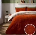 Double Tufted Pumpkin Teddy Duvet Cover Set - Burnt Orange