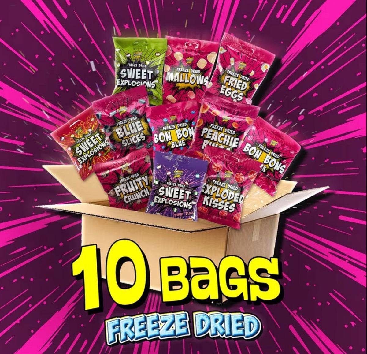 10 Bag Mixed Box | Exploded Sweets | Freeze Dried Sweets UK
