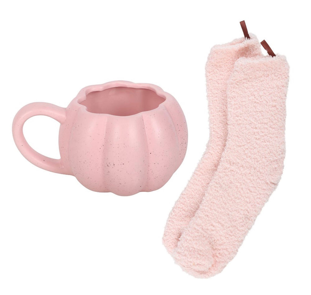 PINK PUMPKIN MUG AND SOCKS SET