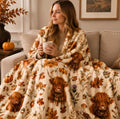 Premium 280GSM Thick Flannel Blanket, Heavyweight Warm Scottish Highland Cow Autumn Throw, Cozy Fleece