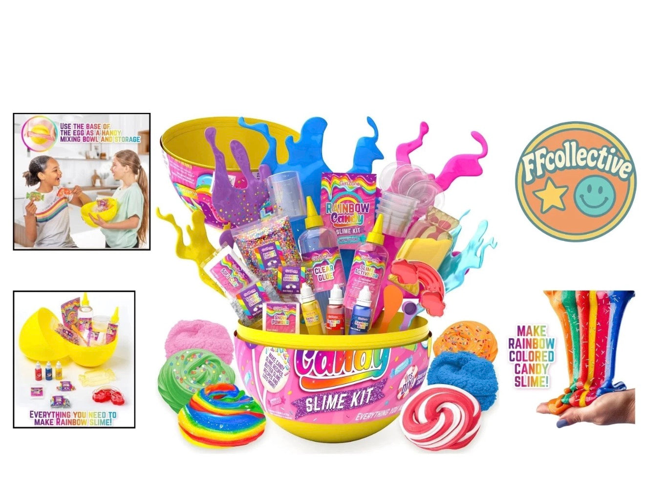 Rainbow Candy DIY Slime Kit, Slime Making Kit Fun Sensory Toy for Kids Gift