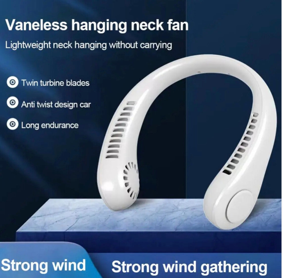 Neck Fan Portable Bladeless Hanging Air Cooler - Rechargeable, 3-Speed Mini Hands-Free Fan