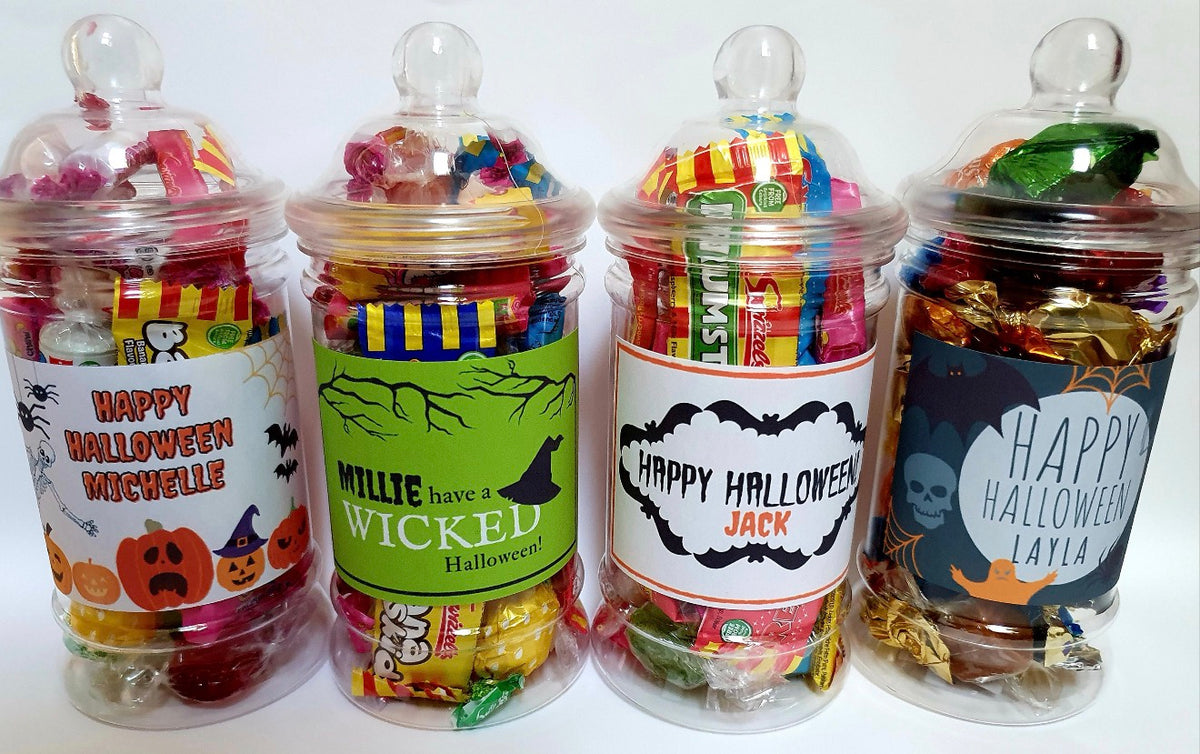 Personalised Halloween filled Sweets / Chocolate jar - Gift Trick or Treat