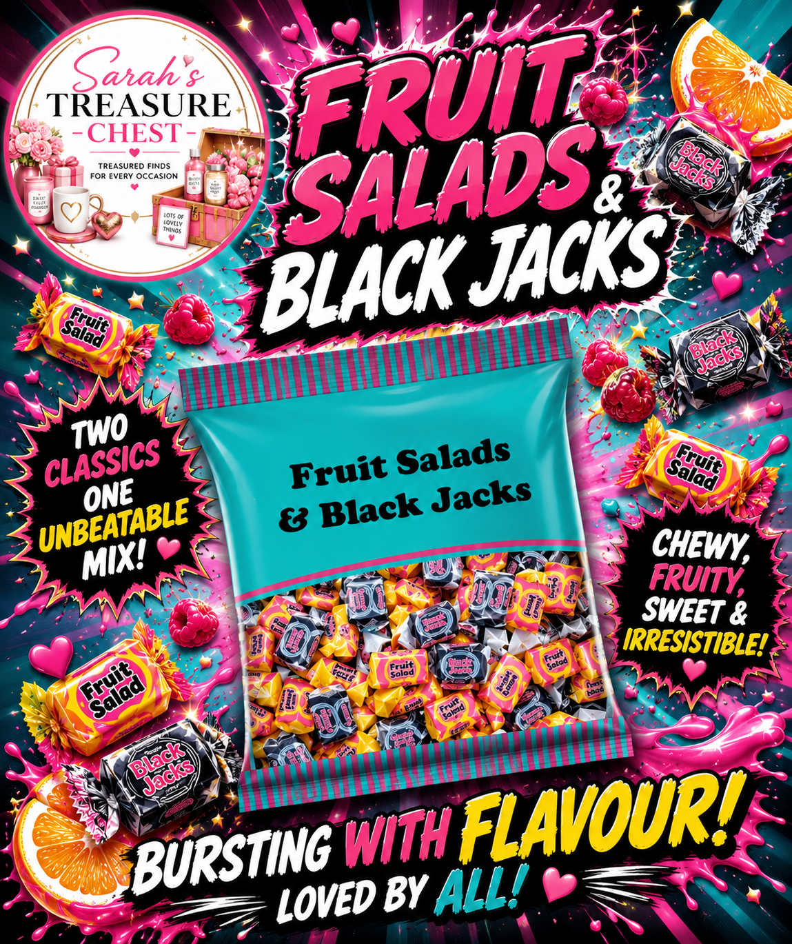 Barratts Fruit Salad and Black Jack Chews 1Kg