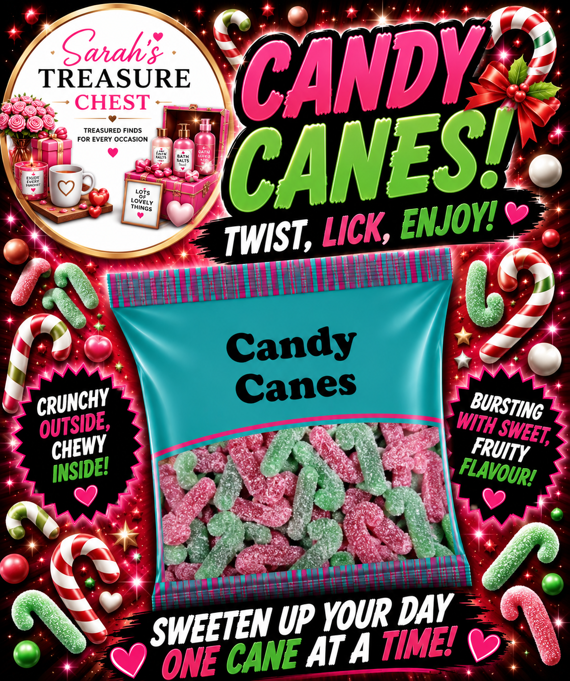 Christmas Sugared Candy Canes 1Kg