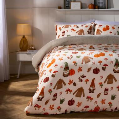 Double Autumn Gonk Fleece Duvet Set - Rust