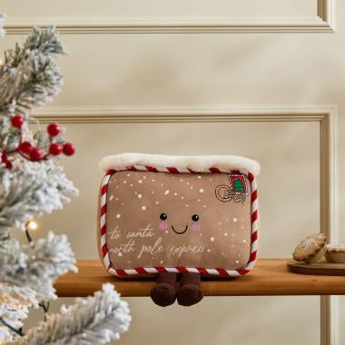 Postcards to North Pole Shaped Cushion - Brown