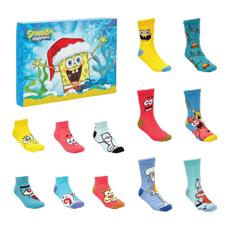 Spongebob 24-Day Sock Advent Calendar - 12 pairs