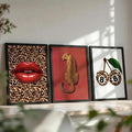 3 Pack Bespoke Leopard Print Wall Art - Multi