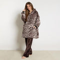 Leopard Print Hoodie Blanket - Monochrome