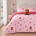 Kingsize Harry The Highland Cow Christmas Print Reversible Duvet Cover Set - Pink/Red