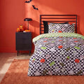 Kids Halloween Sticker Print Duvet Cover Set, Monochrome - Single