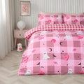 Halloween Gingham Reversible Duvet Cover Set - Pink single