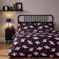 Bat Print Duvet Cover Set - Black double