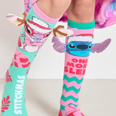 Kids Christmas Stitch & Angel Over the Knee Socks - Multi
